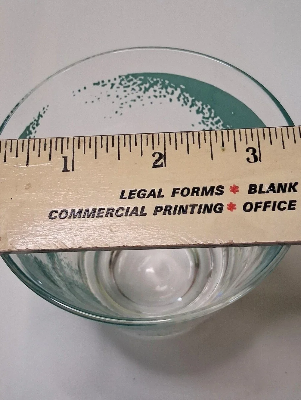 Vintage Fred Press Signed Teal Stipple Rocks Glass MCM Mid Century Barware